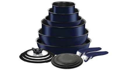 T-fal Cook & Strain Nonstick Cookware Set, 14 piece Set, Black, Dishwasher  Safe 