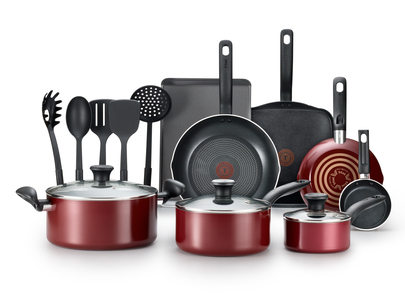 T-FAL T-fal Culinaire Nonstick Cookware, 16 piece Set , Red B060SG64