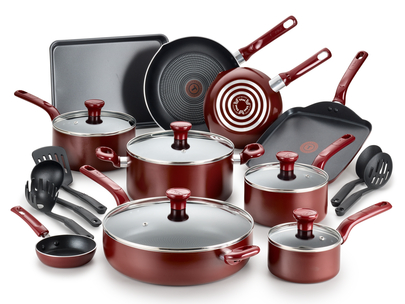 T-Fal Essentials Nonstick Cookware Set - Red - 20 Piece