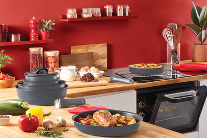 T-FAL T-fal Ingenio The Genius Cooking System, Platinum Non-Stick, 14 Pc Cookware  Set, Onyx Black L242SE74