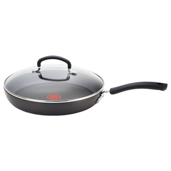 Large Deep Frying Pan With Glass Lid Non Stick Saute Fry Pan T fal 2 Handles 5Qt 